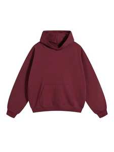 เสื้อฮู้ดผู้ชายสีเบอร์กันดี ทรงโอเวอร์ไซส์ ผ้าเฟรนช์เทอร์รี่ สวมใส่สบาย มีกระเป๋าหน้า เหมาะสำหรับใส่ในฤดูใบไม้ร่วง - Product Image 2