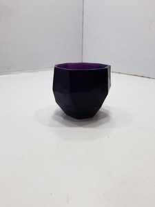 Modern Geometric Glass <b>Vase</b> Purple Octagonal Tabletop Decor <b>Unique</b> Design - Product Image 6