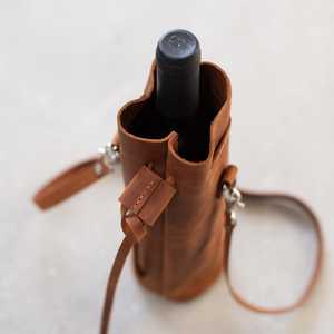 Porte-bouteille à vin en cuir véritable de qualité supérieure, pour une seule bouteille, sac à vin en cuir de luxe pour cadeau de mariage ou d'anniversaire LEB-0068 - Product Image 3
