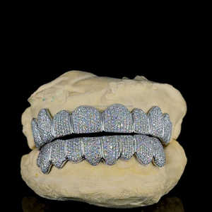 Personalizada S925 plata Iced out VVS Moissanite Grillz dientes chapado en oro Hiphop joyería para hombres regalo de boda compromiso - Product Image 1