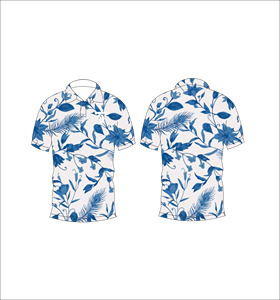 Men’s <b>White</b> Blue Tropical Floral Print <b>Polo</b> Shirt Short Sleeve Casual Summer Golf Shirt - Product Image 6