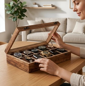 AHTE MANUEXPO UR-065 Handmade Vintage Wooden Watch <b>Box</b> for Men 10-Slot Watch Display Case & Jewelry <b>Storage</b> Organizer - Product Image 2