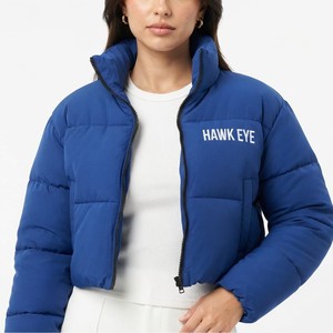 Custom Logo Women's <b>Cropped</b> Winter Padded <b>Jacket</b> Quilted <b>Puffer</b> Coat Full Zip OEM ODM Clothing Manufacturer - Product Image 1