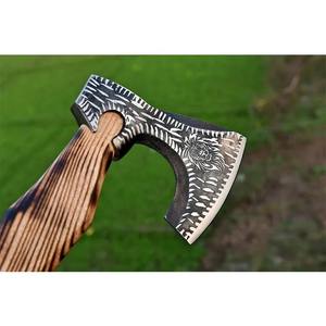 Hacha de Acero de Damasco de Grado Industrial de Alta Calidad de Fábrica NM con Mango de Madera de Fresno, Uso Multiusos para Camping - Product Image 2