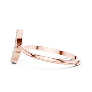 Anillo de Lujo con Moissanita de Corte Redondo y Forma de Lágrima Abierta para Mujer, con Detalles Pavé, Acabado en Oro Rosa, Plata 925, Anillo Apilable - Product Image 4