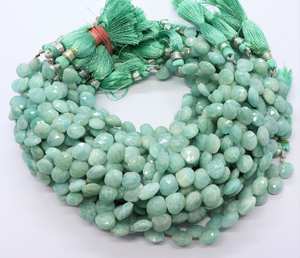 Amazonita facetada en forma de corazón, briolette de 8-9 mm, cuentas de piedra preciosa de amazonita natural, joyería de amazonita facetada en forma de corazón de 9 pulgadas - Product Image 4