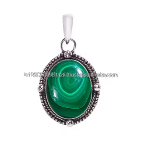 Venta caliente colgante de piedras preciosas de malaquita, hecho a mano colgante regalo para ella, colgante de estilo Vintage, joyería chapada en plata de ley 925 - Product Image 3
