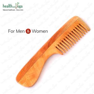 HealthAndYoga PureTress Neem Wood Wide Tooth <b>Comb</b> with Handle Premium Wooden Hair <b>Comb</b> from India - Product Image 6