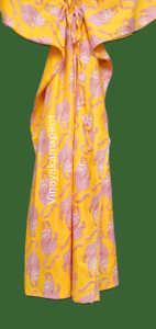 Kaftan Midi Jaune Moutarde Écologique et Vibrant, Style Décontracté, Charme Artisanal, Col en V, Manches Larges Style Kimono - Product Image 5