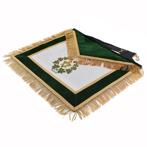Past Sovereign Grand Master Allied Masonic Degrees <b>Apron</b> Forest Green Velvet With Gold Fringe <b>White</b> Body, Adjustable Belt, Pre - Product Image 3