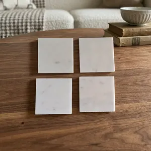 Premium Natural <b>Marble</b> <b>Coaster</b> Set Factory Direct Waterproof Stone Drink <b>Coasters</b> for Home Kitchen Dining Table and Gift Use - Product Image 1
