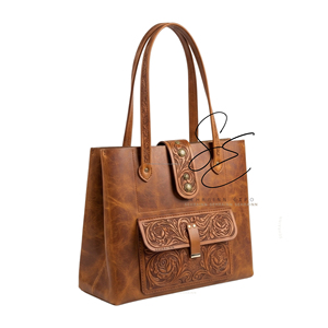 Sac fourre-tout vintage en cuir de vachette véritable SEHRAINN avec rabat à fermoir décoré, sac à main pour femme pour usage quotidien, sac à bandoulière pour le bureau - Product Image 1