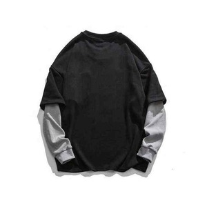 Camiseta de manga larga doble capa con lavado ácido informal para hombre, personalizada por fabricantes - Product Image 3