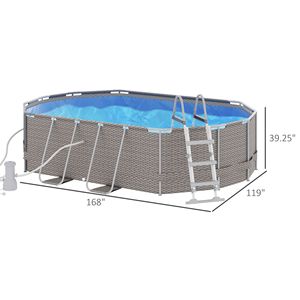 Piscina Fuori Terra 14x10 con Telaio in Acciaio Grigio, Pompa Filtrante e Scaletta per Famiglie - Product Image 3
