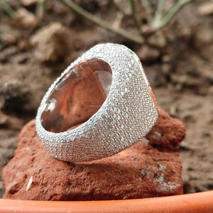 925 Sterling Silver Rhodium Plated Iced Out Engagement <b>Ring</b> Baguette Round Cut Moissanite Diamond <b>Initial</b> Hip Hop Style Jewelry - Product Image 4