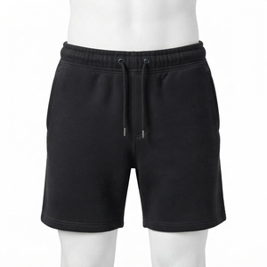 Shorts de sport en molleton épais personnalisables avec logo pour hommes – Style décontracté streetwear en coton éponge uni – Vente en gros - Product Image 1