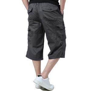 Shorts cargo pour homme, couleur unie, taille élastique, plusieurs poches, style décontracté, tissu polyester respirant - Product Image 6