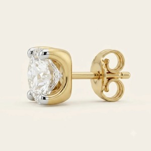 Pendientes de Oro Amarillo de 9K para Hombre con Diamante Cultivado en Laboratorio de Corte Cojín de 0.274CT, Solitario de 4 Puntas, Joyería Personalizada al por Mayor - Product Image 6