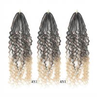Estensioni Dreadlock Sintetiche Ondulate Ombre a Doppia Punta Boho Locs con Estremità Riccioline, Capelli all'Uncinetto Stile Dea per Donna - Vendita all'Ingrosso