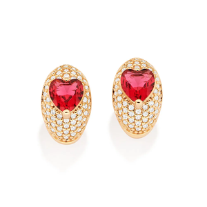 Heart Shape <b>Crystal</b> <b>Stud</b> <b>Earrings</b> 18K Solid Gold Plated Micro Pave Women's Romantic Jewelry Gift Occasion - Product Image 2