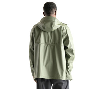 Veste imperméable à capuche pour homme, vêtements décontractés pour l'extérieur, coque en polyester, fermeture éclair, style automne, vert - Product Image 6