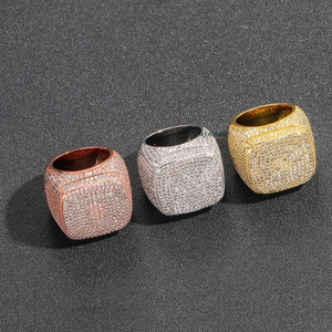 Bague Hip Hop en Argent 925 Plaqué Or 18K avec Diamant de Laboratoire Taille Ronde Brillante Pavée Or Rose Blanc Jaune Unisexe pour Usage Quotidien - Product Image 1