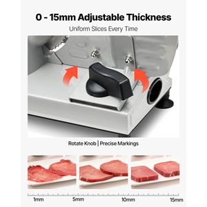 Máquina Cortadora de Carne Eléctrica de 6.7 Pulgadas y 150W, Certificación ETL, Dos Cuchillas SUS420, Grosor Ajustable de 0-0.6 Pulgadas, Picadora y Cortadora de Carne - Product Image 4