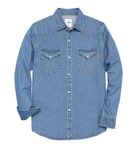 Chemise en jean foncé pour homme, manches longues, boutonnée, style western décontracté, avec deux poches poitrine - Product Image 6