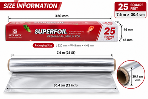 เจียมาตา JM425 อลูมิเนียมฟอยล์ 25 SF พรีเมี่ยม คิทเช่นโรล 7.6ม. x 30.4ซม. สำหรับเก็บอาหาร อบ ทอด และจัดเลี้ยง - Product Image 5