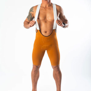 Cuissard de cyclisme ajusté pour homme en nylon et élasthanne, couleur moutarde, anti-humidité, longueur courte, pour adulte - Product Image 3