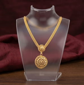 Divyoro Gold Plated <b>Copper</b> Alloy Adjustable Length Short Pendant Necklace Circular Flower Pattern Snake <b>Chain</b> Classic Style - Product Image 2