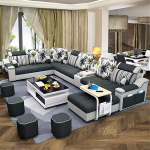 Modern 7 Seats Multi Functional Bed Fabric Designs Lounge Couch <strong>Living</strong> Room Furniture Set <strong>U</strong> Shape Sectional Sofa - Product Image 3