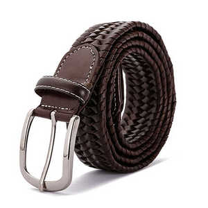 Cinturón Casual Trenzado a Rayas con Hebilla Rectangular de Acero, Diseño de Hebilla Resistente, Opciones Multicolores - Product Image 2