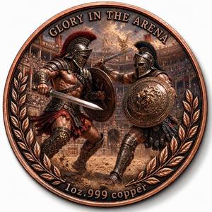 Pièce de monnaie de gladiateur romain personnalisée en cuivre fin .999 de 1 oz, Art de la <span class=keywords><strong>Rome</strong></span> antique, Médaille de collection - Product Image 2