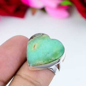 Bague en chrysoprase de Boulder, argent sterling 925, faite à la main, bague d'amour pour femme, cadeau pour elle, bijoux - Product Image 3
