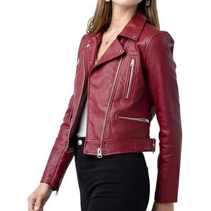 Chaqueta de Cuero Genuino de Alta Calidad para Mujer con Cuello Alto, Tela de Lana, Diseño Invernal Ecológico, Estilo Vintage de Moda - Product Image 4