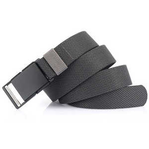 Ceinture décontractée en tissu noir avec boucle rectangulaire à verrouillage automatique, impression par transfert thermique, design durable - Product Image 4