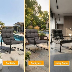 Modern Metal Frame Living Room <b>Chair</b> with Tufted Cushion Minimalist Design Leisure Armchair for Home Furniture - Product Image 4