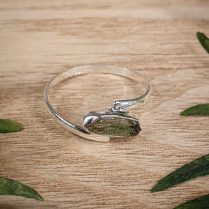 Natural Raw Moldavite Open <b>Ring</b> Handmade 925 Sterling <b>Silver</b> Adjustable Wrap <b>Ring</b> Boho Crystal Jewelry Gift for Her - Product Image 5