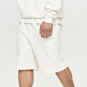 Shorts Bermuda en Coton Blanc pour Homme, Taille Élastique, Couleur Unie, Respirant, Tissu Tissé, Coupe Décontractée - Product Image 4