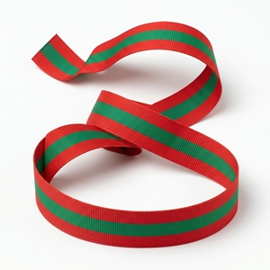 ริบบิ้นโกรเกรนลายทางสีแดงเขียวขายส่ง สำหรับทำโบว์ติดผม ห่อของขวัญ งานฝีมือ DIY เย็บปักถักร้อย ตกแต่ง ประดับตกแต่ง - Product Image 2