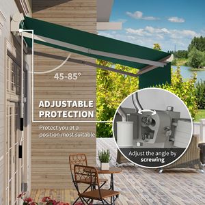 Tenda da Sole Retrattile Manuale Verde 8x7 per Esterni, con Manovella, Pieghevole ed Estensibile per Terrazze, Balconi e Coperture per Finestre - Product Image 4