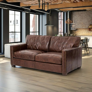 Canapé d'angle en cuir véritable pour salon, trois places, style Chesterfield, extensible, convertible, design moderne, roulettes pivotantes - Product Image 1