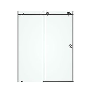 Nero opaco 60 In. W X 76 In. H porta doccia scorrevole senza cornice con vetro trasparente per categoria di prodotti porte doccia - Product Image 1
