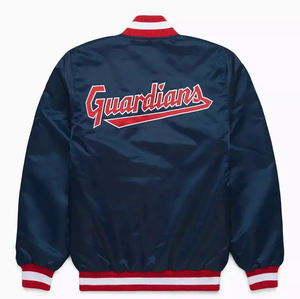 Veste bomber en satin bleu marine Cleveland Guardians, logo de l'équipe de baseball, veste varsity légère - Product Image 2