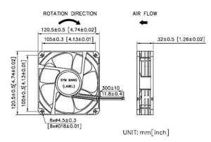 Ventilador Axial D12032-K 120x120x32mm DC 12V/24V/48V con Aspas de Plástico y Rodamiento de Bolas para Equipos Industriales - Product Image 2