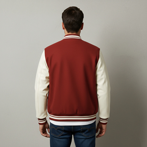 New Arrival High Quality 100% Wool Winter Men's Hooded Varsity Jacket Custom Silk Screen Printed Canvas Polyester Lined Front - Product Image 6