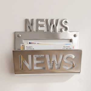 Modern Eco-Friendly Portable Metal <b>Wall</b> <b>Mounted</b> Multifunction News Holder <b>Letter</b> <b>Rack</b> with Cutout Design for Entryway Storage - Product Image 1