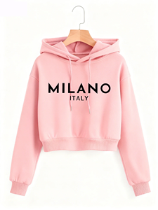 Sudadera Corta con Capucha Estilo Gótico Y2K, Otoño Invierno, Milán, Italia, Estilo Casual, 100% Algodón Felpa, para Hombre - Product Image 1