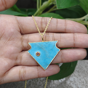 Fashion jewelry <b>necklaces</b> jade turquoise gemstone arrowhead pendant with cz accents 18k gold plated geometric <b>statement</b> <b>necklace</b> - Product Image 2